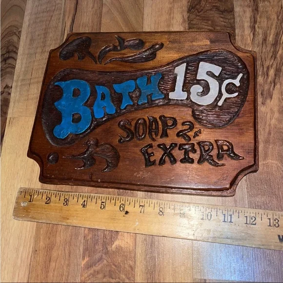 High Quality Engraved Bath 15 cents Soap Extra Rustic Home Decor Wood Sign - Picture 3 of 5